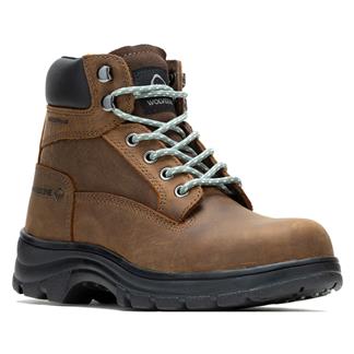 Women's Wolverine 6" Carlsbad Steel Waterproof Toe Work Boots Sudan Brown