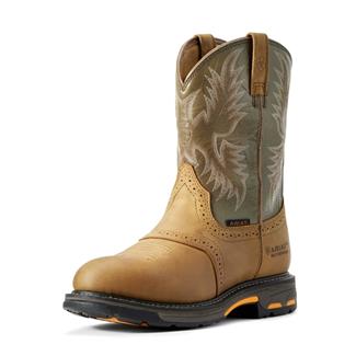 Men's Ariat WorkHog Pull-On Waterproof Boots Aged Bark