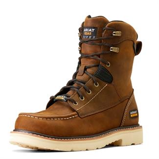 Men's Ariat 8" Rebar Lift Composite Toe Waterproof Boots Distressed Brown