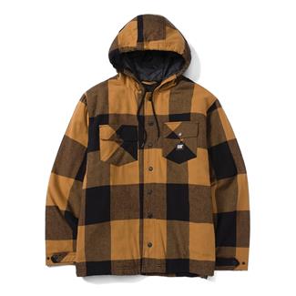Men's CAT Hooded Flannel Shirt Jacket Black / Bronze