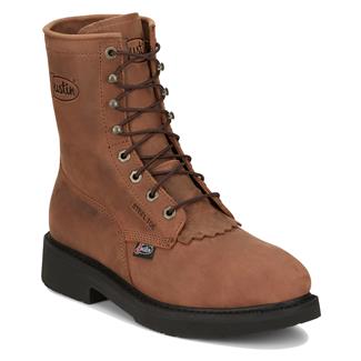 Men's Justin Original Work Boots Livestock Lace-Up Steel Toe Aged Brown