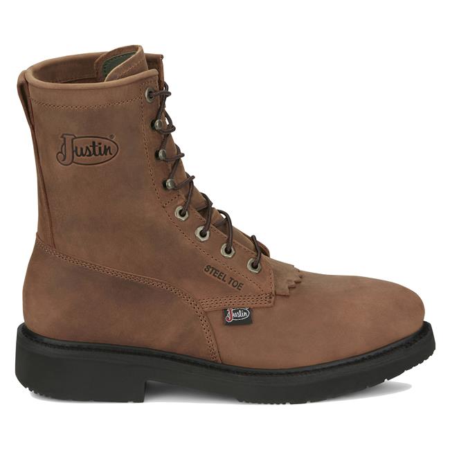 Men s Justin Original Work Boots Livestock Lace Up Steel Toe