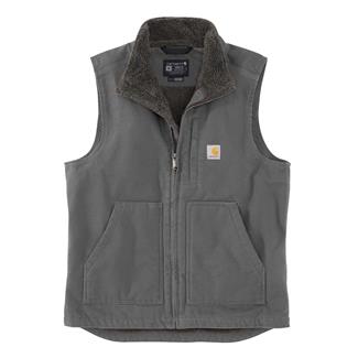 Men's Carhartt Loose Fit Washed Duck Sherpa-Lined Mock-Neck Vest Gravel
