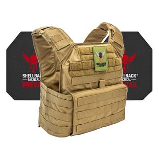 Shellback Tactical Banshee Active Shooter Kit / Level IV Model 4S17 Armor Plates Coyote