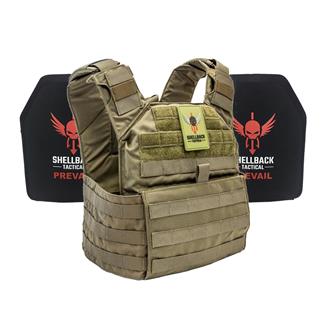 Shellback Tactical Banshee Lightweight Armor System / Level III Model LON-III-P Hard Armor Plates Ranger Green