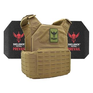 Shellback Tactical Shield 2.0 Active Shooter Kit / Level III Model AR1000 Armor Plates Coyote