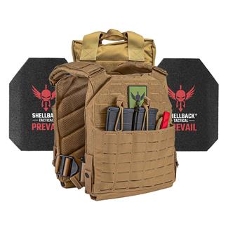 Shellback Tactical Defender 2.0 Active Shooter Armor Kit / Level III Model AR1000 Armor Plates Coyote