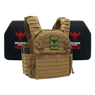 Shellback Tactical Banshee Elite 3.0 Lightweight Level IV Armor Kit / Model 4SICMH Ceramic Plates Coyote