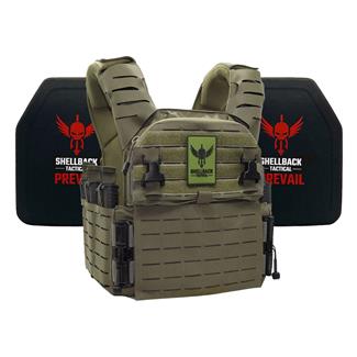 Shellback Tactical Banshee Elite 3.0 Lightweight Level IV Armor Kit / Model 4SICMH Ceramic Plates Ranger Green