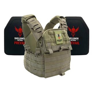 Shellback Tactical Banshee Elite 2.0 Lightweight Level IV Armor Kit / Model 4SICMH Ceramic Plates Ranger Green