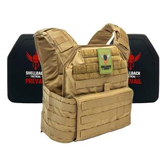 Shellback Tactical Banshee Rifle Lightweight Level IV Armor Kit / Model 4SICMH Ceramic Plates Coyote