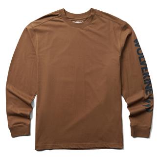 Men's Wolverine Graphic Long Sleeve T-Shirt - Sleeve Logo Pecan