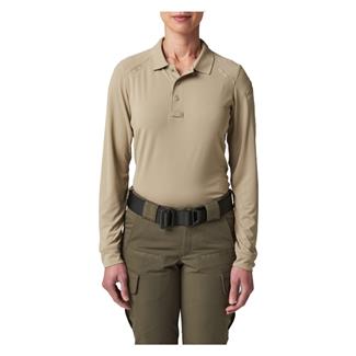 Women's 5.11 Helios Long Sleeve Polo Silver Tan