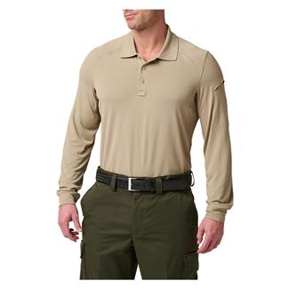 Men's 5.11 Helios Long Sleeve Polo Silver Tan