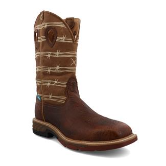 Men's Twisted X 12" Western Alloy Toe Work Boots Rustic Brown / Lion Tan