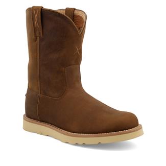 Men's Twisted X 10" Work Pull-On Wedge Sole Boots Distressed Saddle / Saddle