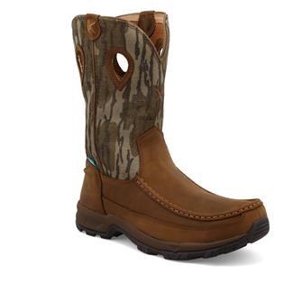 Men's Twisted X 11" Pull-On Hiker Waterproof Boots Mossy Oak Bottomland Camo / Distressed Saddle