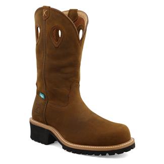 Men's Twisted X 12" Pull-On Logger Composite Toe Waterproof Boots Distressed Saddle / Saddle