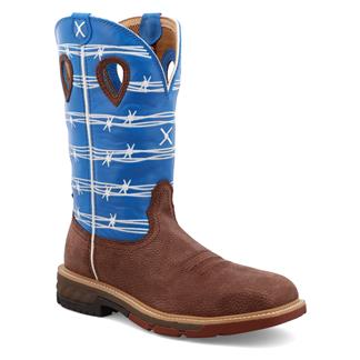 Men's Twisted X 12" Western Alloy Toe CellStretch Boots Burgundy / Sky Blue