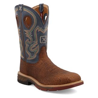 Men's Twisted X 12" Western Alloy Toe CellStretch Boots Distressed Saddle / Peacock