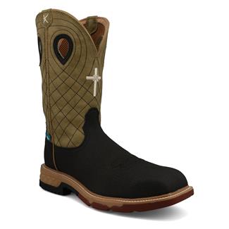 Men's Twisted X 12" Western Square Composite Toe Waterproof Boots Charcoal / Kiwi