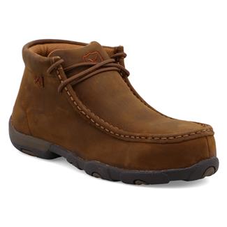 Women's Twisted X Work Chukka Driving Moc Steel Toe Distressed Saddle