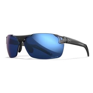 Wiley X Prime Gloss Crystal Gray (frame) - Captivate Polarized Blue Mirror (lens)