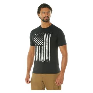 Men's Rothco Distressed Us Flag Athletic Fit T-Shirt Black