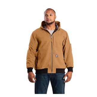 Men's Berne Workwear Heartland Duck Flannel-Lined Hooded Jacket Brown Duck
