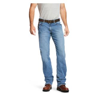 Men's Ariat Rebar M4 Relaxed DuraStretch Basic Boot Cut Jeans Blue Haze