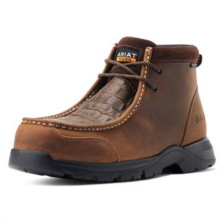 Men's Ariat Edge LTE Moc Composite Toe Boots Brown / Brown Croco Print