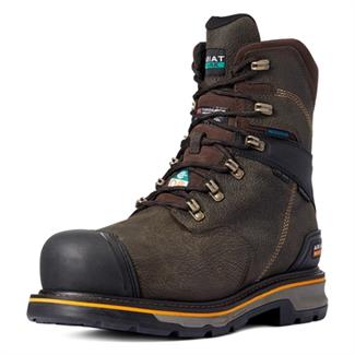 Men's Ariat 8" Stump Jumper CSA Glacier Grip Waterproof 600g Composite Toe Boots Iron Coffee