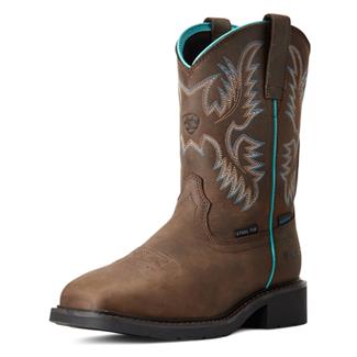 Women's Ariat Krista Waterproof Steel Toe Boots Dark Brown