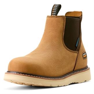 Women's Ariat Rebar Wedge Chelsea Waterproof Boots Antique Brown