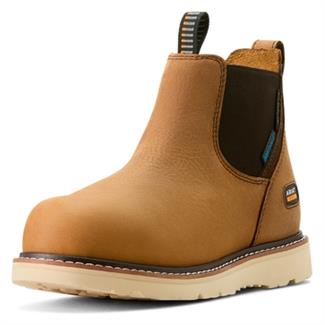 Women's Ariat Rebar Wedge Chelsea Waterproof Composite Toe Boots Antique Brown