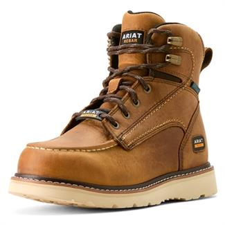 Women's Ariat Rebar Wedge Moc Toe Waterproof Boots Antique Brown