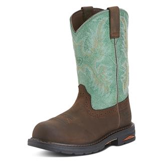 Women's Ariat Tracey Waterproof Composite Toe Boots Oily Distressed Brown / Turquoise
