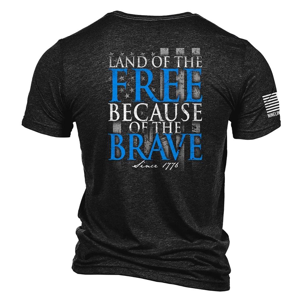 Nine Line Tri-Blend Because Of The Brave T-Shirt