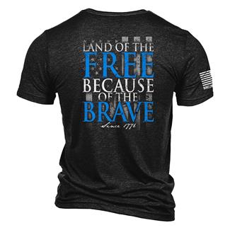 Men's Nine Line Tri-Blend Because Of The Brave T-Shirt Charcoal Black