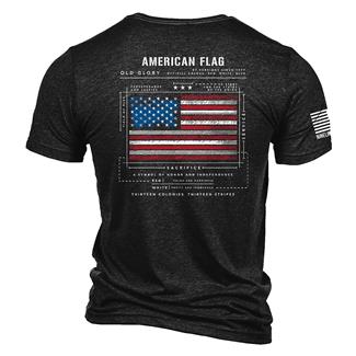 Men's Nine Line American Flag Schematic T-Shirt Black