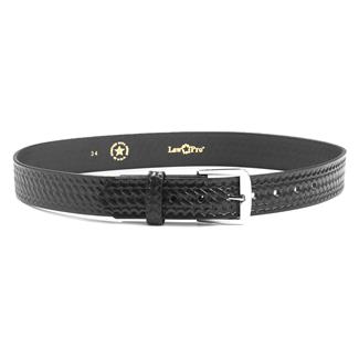 LawPro 1 1 / 2" Leather Garrison Belt Basket Weave Basket Weave Brass Black