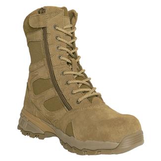 Men's Rothco 8" Forced Entry Composite Toe AR 670-1 Side Zip Tactical Boots Coyote Brown