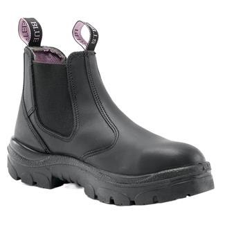 Women's Steel Blue 6" Chelsea Slip-on Steel Toe Boots Black