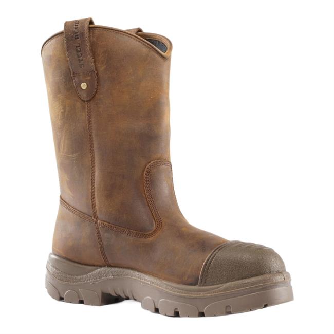 Men's Steel Blue Heeler Scuff Toe Wellington Slip-on Steel Toe