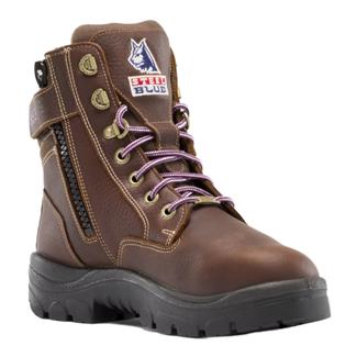 Women's Steel Blue 6" Southern Cross Metguard Side-Zip Steel Toe Boots Oak