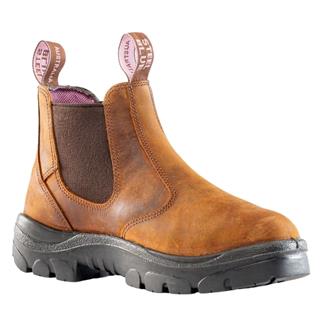 Women's Steel Blue Hobart Metguard Chelsea Style Slip-On Steel Toe Boots Brown
