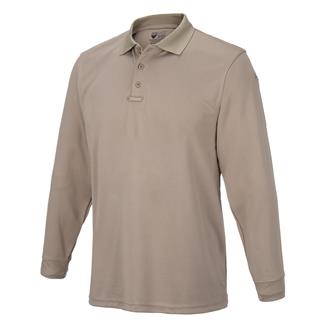 Men's Flying Cross Long Sleeve Impact Polo Silver Tan
