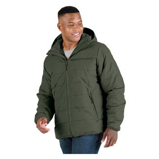 Men's Berne Workwear Channel Quilt Ripstop Hooded Jacket Deep Olive