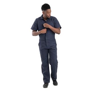 Men's Berne Workwear Highland Short Sleeve Flex Poplin Coverall Navy