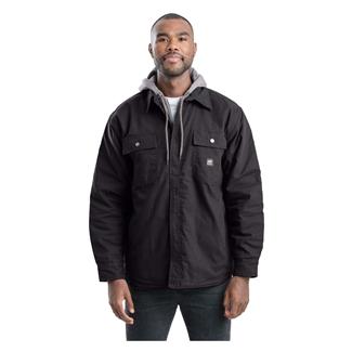 Men's Berne Workwear Heartland Duck Hooded Shirt Jacket Black